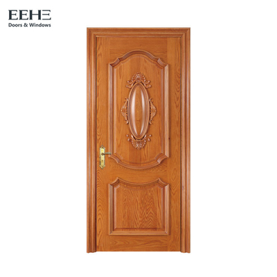 جميلة الأبواب الخشبية الصلبة التجارية الصلبة مع الأجهزة شعار منقوش